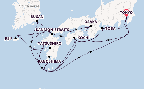 Japan from Tokyo, Japan with the Diamond Princess