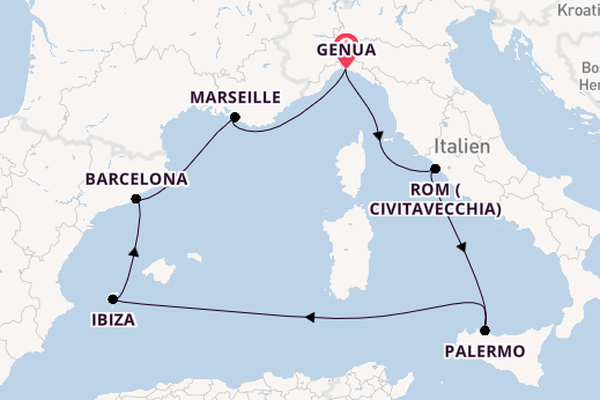 Westliches Mittelmeer ab Genua, Italien auf der MSC Seaview