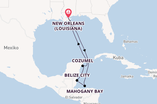 Westliche Karibik ab New Orleans (Louisiana), USA auf der Carnival Liberty