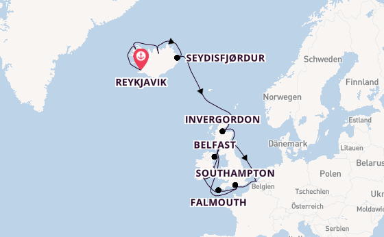 Britische Inseln ab Reykjavik, Island auf der Regal Princess