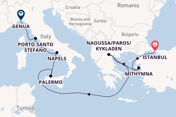 Middellandse Zee vanaf Istanbul, Turkije met de EXPLORA I