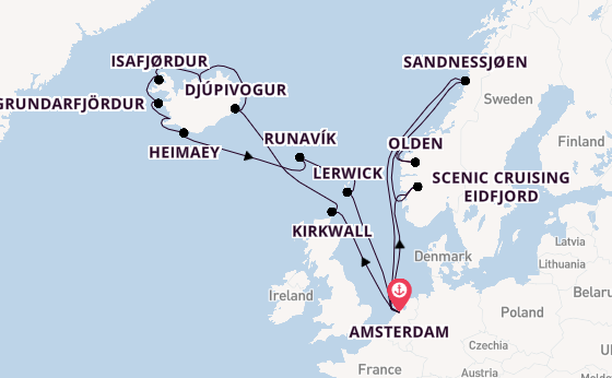 Arctica vanaf Amsterdam, Nederland met de Zuiderdam