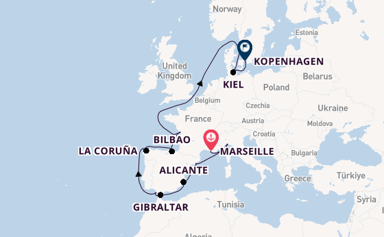 Westelijke Middellandse Zee vanaf Marseille, Frankrijk met de MSC Euribia