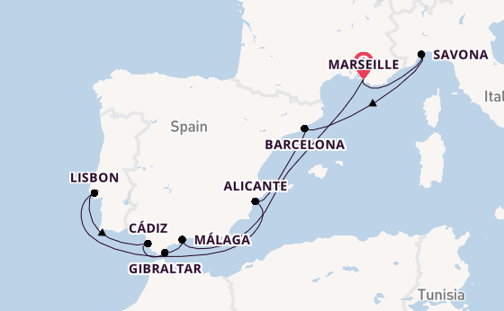 Western Mediterranean from Marseille, France with the Costa Diadema