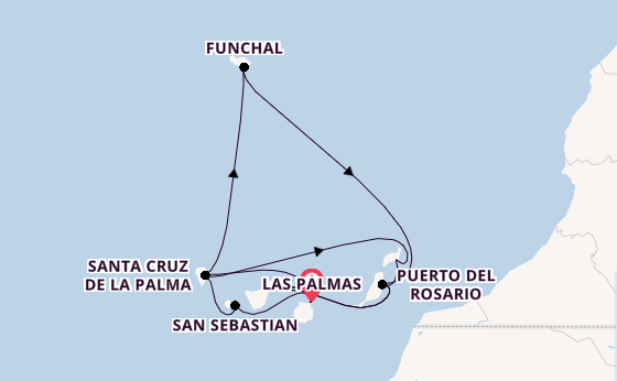 Canarische Eilanden vanaf Las Palmas, Gran Canaria, Spanje met AIDAmar
