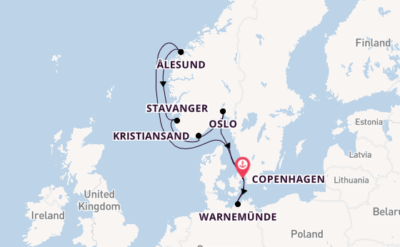 Norway from Copenhagen, Denmark with the MSC Splendida