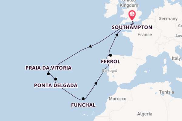 Portugal from Southampton, England with the Queen Victoria