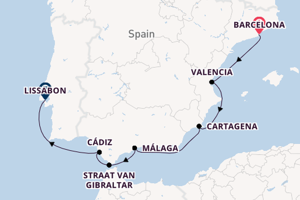Middellandse Zee vanaf Barcelona, Spanje met de Silver Spirit