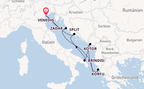 Mittelmeer ab Venedig, Italien auf der MSC Armonia 