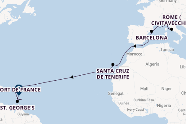 Caribbean from Genoa, Italy with the MSC World Europa