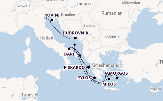Östliches Mittelmeer ab Fusina (Venedig) auf der EXPLORA II