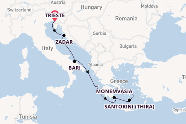 Eastern Mediterranean from Trieste, Italy with the Seven Seas Prestige