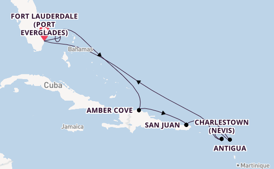 Caribbean from Fort Lauderdale (Port Everglades), Florida, USA with the Enchanted Princess