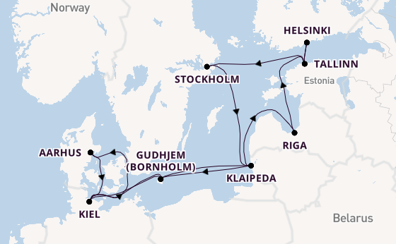 Baltic Sea from Copenhagen, Denmark with the Caribbean Princess