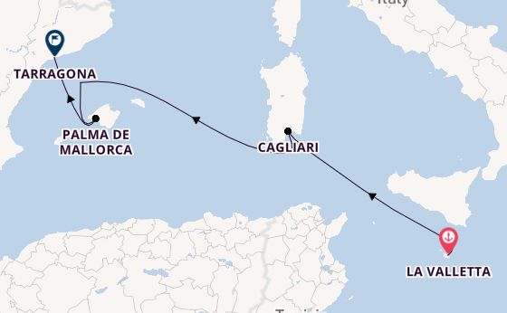 Westelijke Middellandse Zee vanaf La Valletta, Malta met de L'Austral
