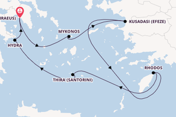 Oostelijke Middellandse Zee vanaf Athene (Piraeus), Griekenland met de Celebrity Infinity
