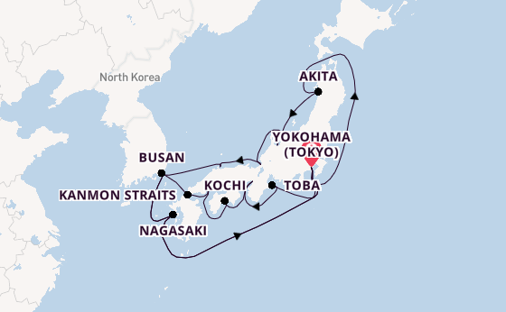 Japan from Yokohama (Tokyo), Japan with the Diamond Princess