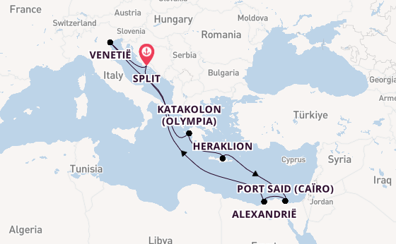 Middellandse Zee vanaf Split, Kroatië met de MSC Lirica