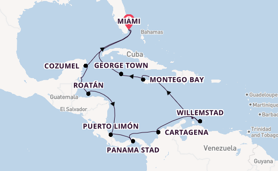 Caribbean vanaf Miami, Verenigde Staten met de Marina