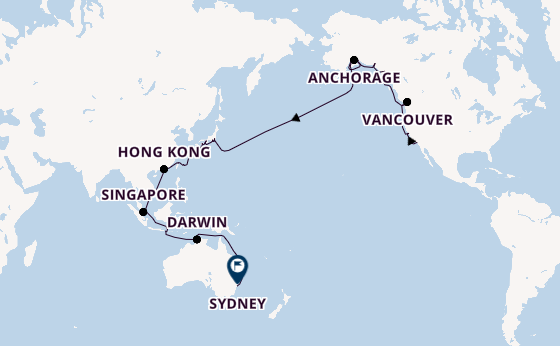 Transpacific from Los Angeles, California, USA with the Grand Princess