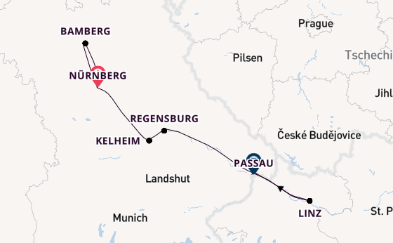 Donau ab Nürnberg, Deutschland auf der Adora