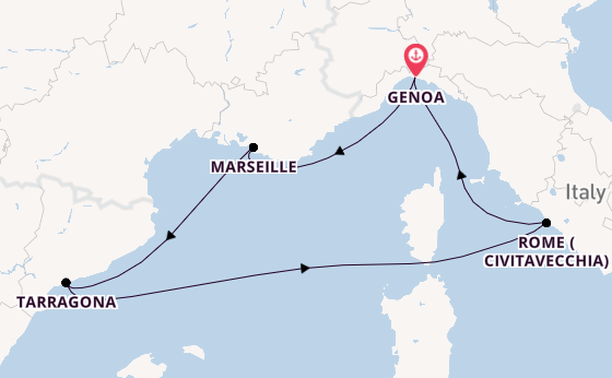 Western Mediterranean from Genoa, Italy with the MSC Magnifica