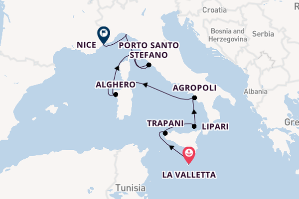 Westelijke Middellandse Zee vanaf La Valletta, Malta met de Silver Whisper