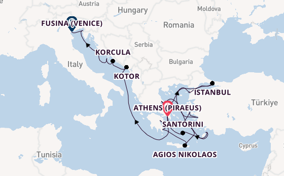 Eastern Mediterranean from Athens (Piraeus), Greece with the Seabourn Ovation 
