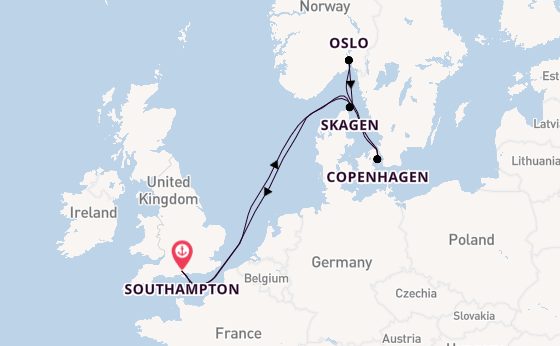 British Isles from Southampton, England with the Queen Anne