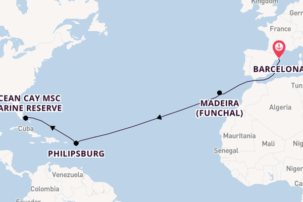 Transatlantic & Repositioning from Barcelona, Spain with the MSC Poesia