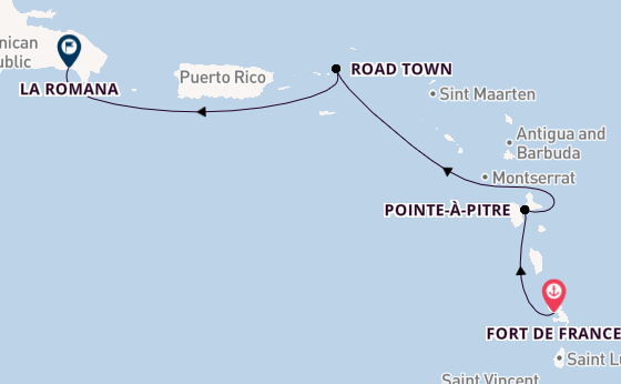Caribbean vanaf Fort de France, Martinique met de MSC Opera