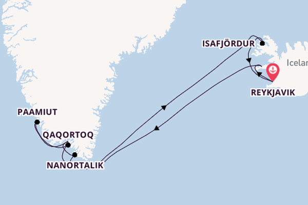 Arctic Ocean from Reykjavik, Iceland with the Seven Seas Grandeur