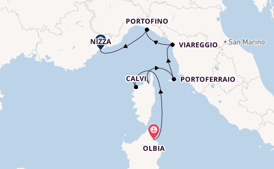 Westliches Mittelmeer ab Olbia, Italien auf der SEA CLOUD SPIRIT
