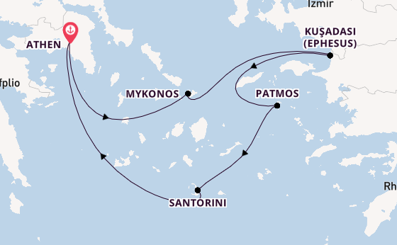 Eastern Mediterranean from Athen, Greece with the Celestyal Discovery