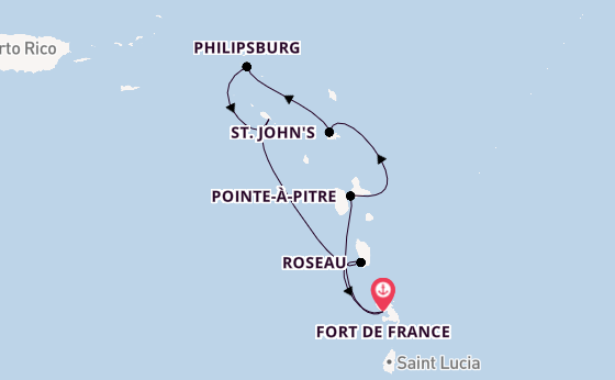 Zuidelijke Caraïben vanaf Fort de France, Martinique met de MSC World Europa