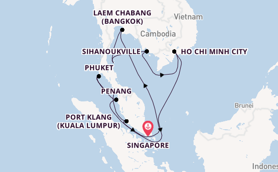 South East Asia from Singapore, Singapore with the Sapphire Princess