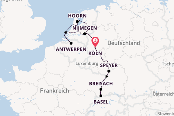 Rhein ab Köln, Deutschland auf der MS VistaNeo