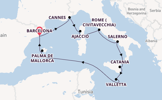 Western Mediterranean from Barcelona, Spain with the Resilient Lady