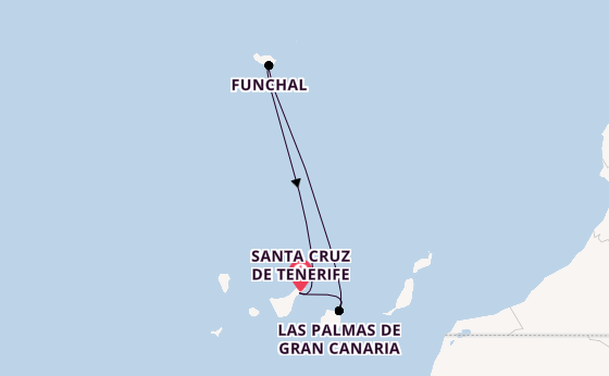 Canary Islands from Santa Cruz de Tenerife, Spain with the Costa Smeralda