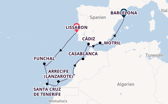 Kanarische Inseln ab Lissabon, Portugal auf der Norwegian Star