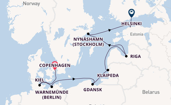 Baltic Sea from Copenhagen, Denmark with the Norwegian Jewel