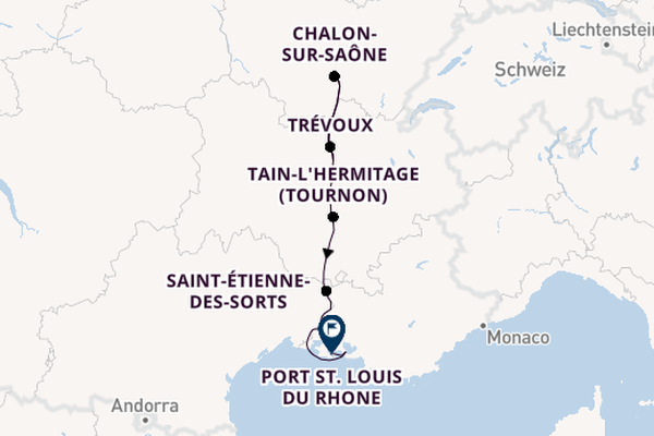 Rhône ab Chalon-sur-Saône, Frankreich auf der MS Mistral