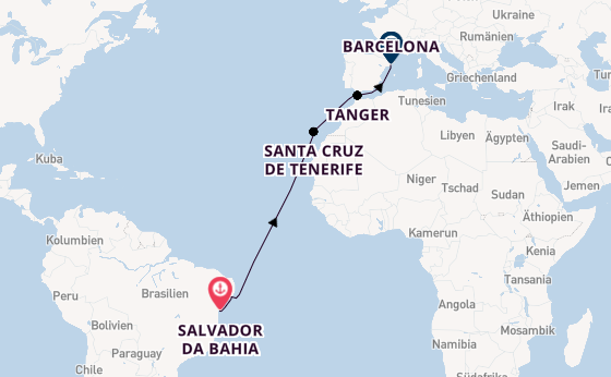 Transatlantik ab Salvador da Bahia, Brasilien auf der MSC Virtuosa