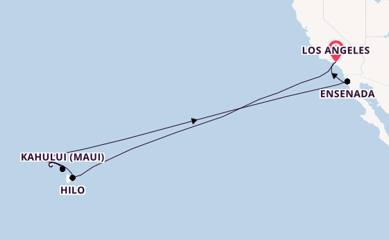 Hawaii from Los Angeles, California, USA with the Crown Princess
