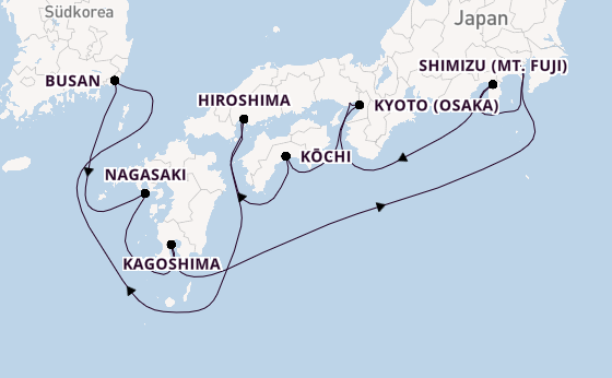 Japan ab Yokohama (Tokio), Japan auf der Celebrity Millennium
