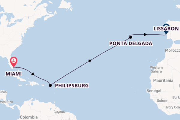 trans-Atlantisch vanaf Miami, Verenigde Staten met de MSC Meraviglia