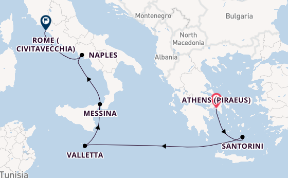 Mediterranean Sea from Athens (Piraeus), Greece with the EXPLORA II