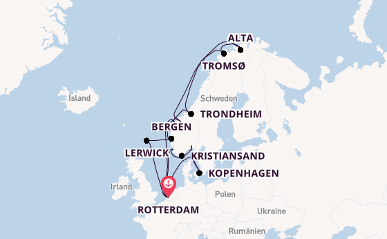 Norwegen ab Rotterdam, Niederlande auf der Rotterdam