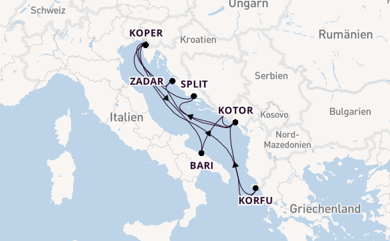 Mittelmeer ab Triest, Italien auf der Mein Schiff 4