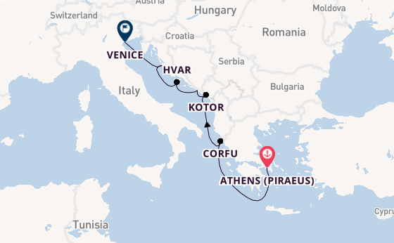 Eastern Mediterranean from Athens (Piraeus), Greece with the Ilma